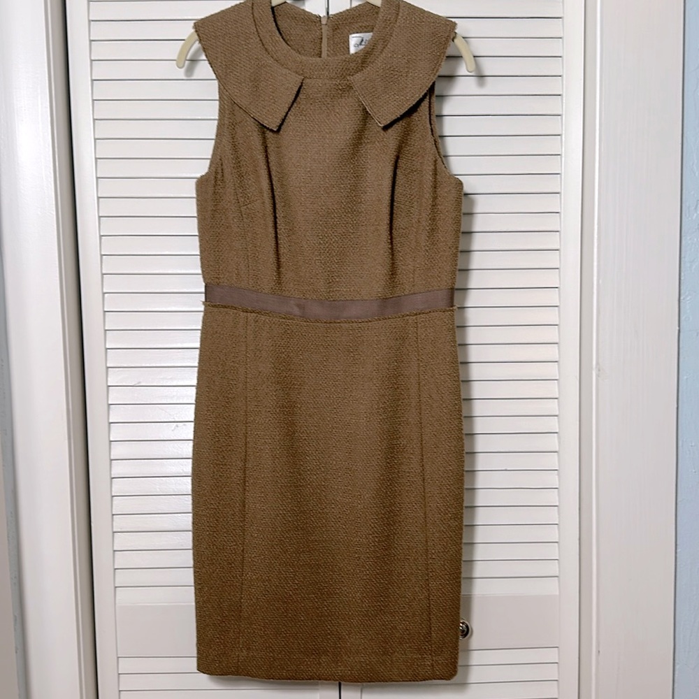 Milly New York Tweed Sheath Dress Collar Tan NWT